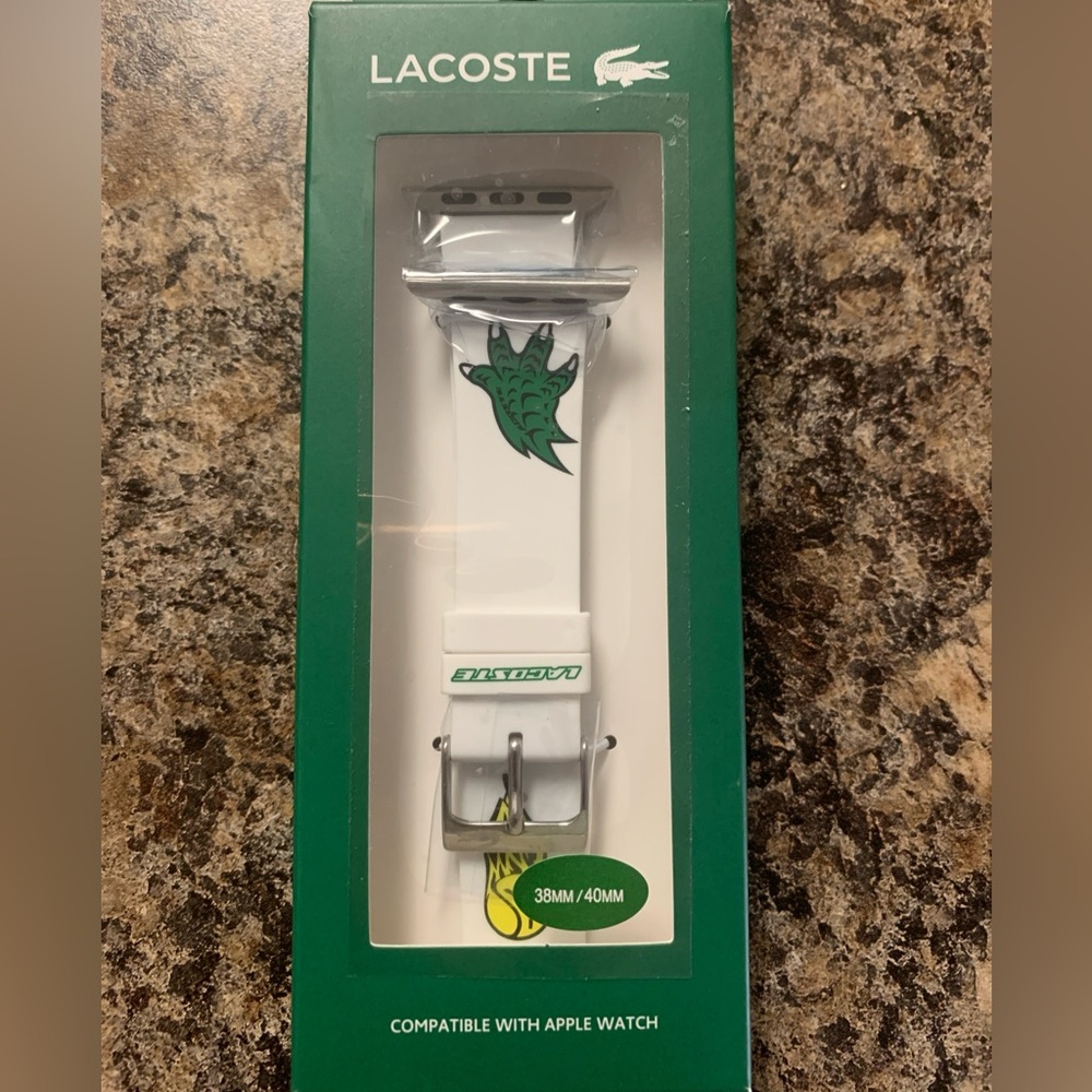 Lacoste Watch Strap Band White Apple Compatible 38MM/40MM NIB ORG $75